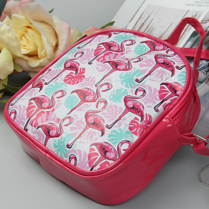 Сумка детская "Фламинго и тропики", отдел на молнии, регулируемый ремень, цвет малиновый