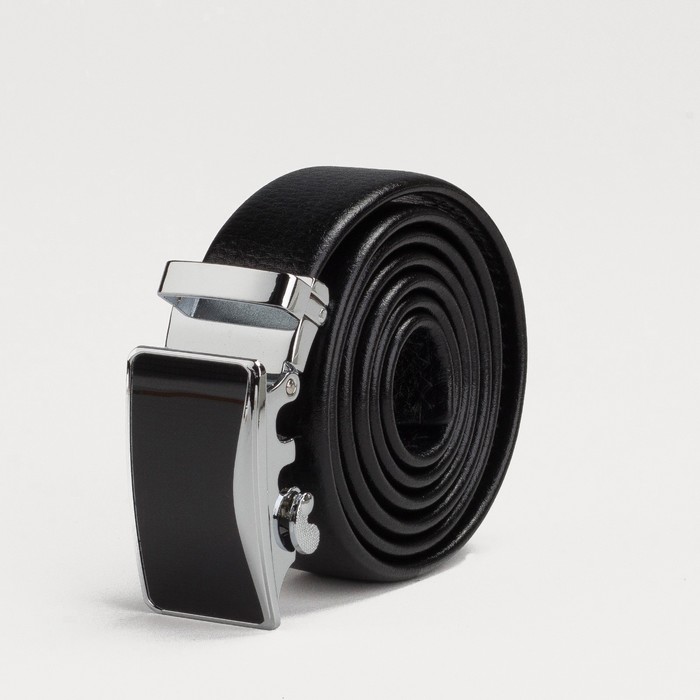 

Ремень мужской, пряжка автомат металл, ширина - 3 см, цвет чёрный гладкий