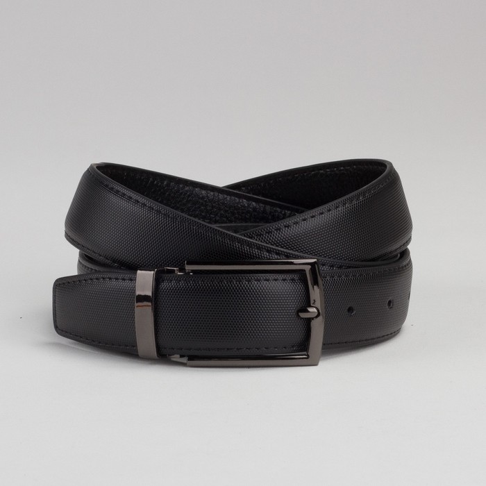 Ремень мужской, пряжка под тёмный металл, цвет чёрный