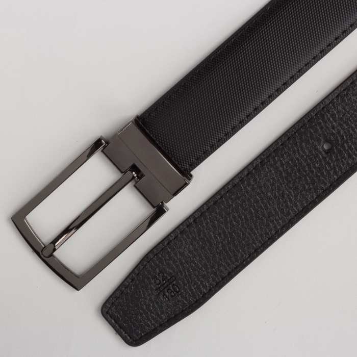 Ремень мужской, пряжка под тёмный металл, цвет чёрный