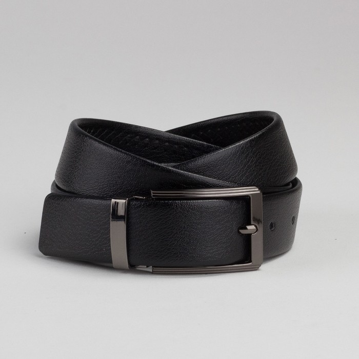 Ремень мужской, пряжка под тёмный металл, цвет чёрный