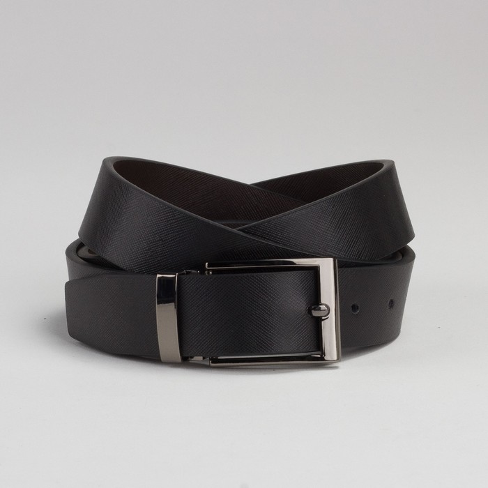 Ремень мужской, гладкий, пряжка под тёмный металл, цвет чёрный