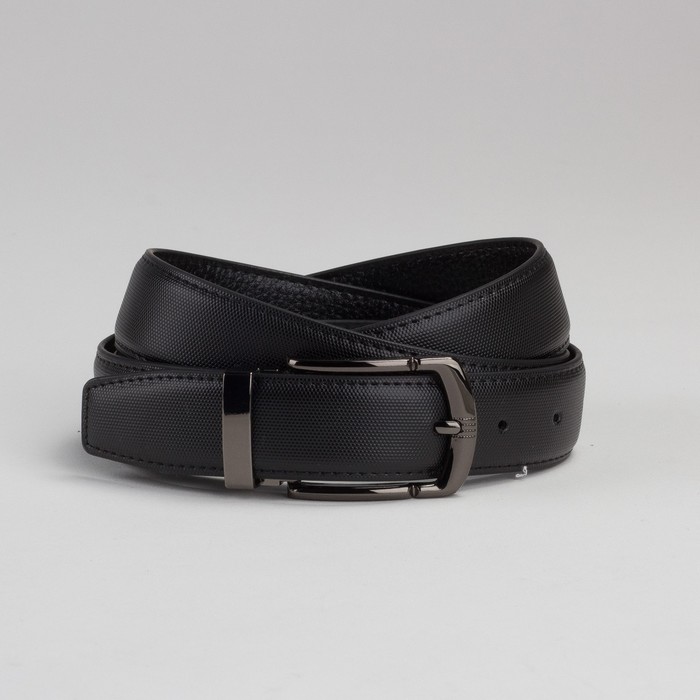 Ремень мужской, пряжка под тёмный металл, цвет чёрный