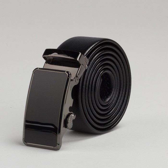 Ремень мужской, пряжка автомат под тёмный металл, цвет чёрный