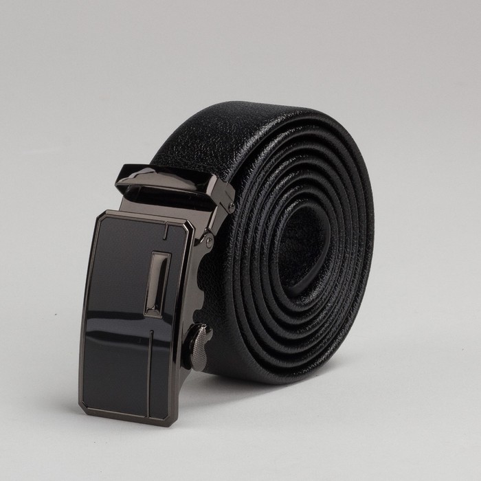 Ремень мужской, рисунок под кожу, пряжка автомат под тёмный металл, цвет чёрный