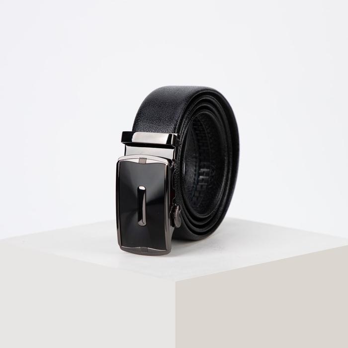 Ремень мужской, рисунок под кожу, пряжка автомат под тёмный металл, цвет чёрный