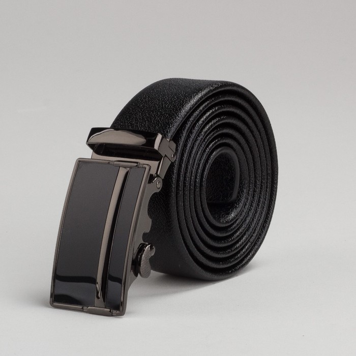 Ремень мужской, рисунок под кожу, пряжка автомат под тёмный металл, цвет чёрный