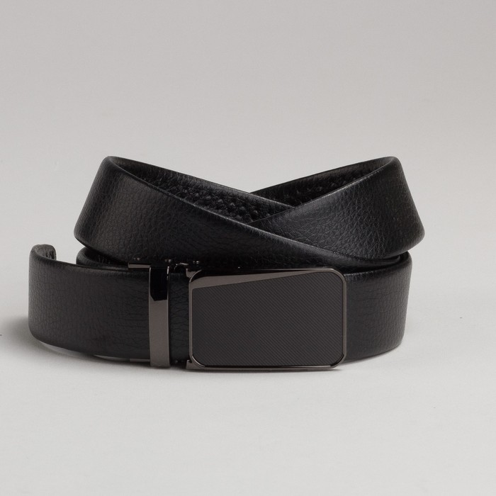 Ремень мужской, рисунок под кожу, пряжка зажим под тёмный металл, цвет чёрный