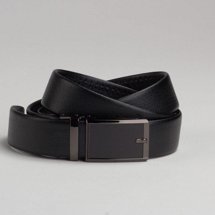 Ремень мужской, рисунок под кожу, пряжка зажим под тёмный металл, цвет чёрный