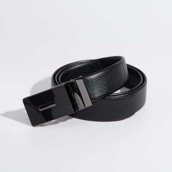 Ремень мужской, рисунок под кожу, пряжка зажим под тёмный металл, цвет чёрный