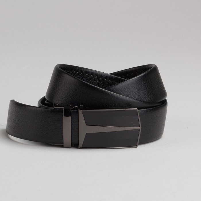Ремень мужской, рисунок под кожу, пряжка зажим под тёмный металл, цвет чёрный