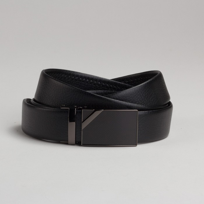 Ремень мужской, рисунок под кожу, пряжка зажим под тёмный металл, цвет чёрный