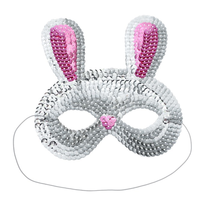 Карнавальная маска "Зайка" с пайетками