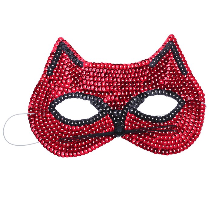 Карнавальная маска «Кошечка», с пайетками, цвет красный