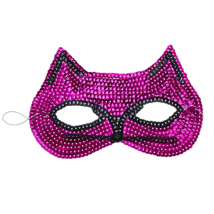 Карнавальная маска «Кошечка», с пайетками, цвет фуксии