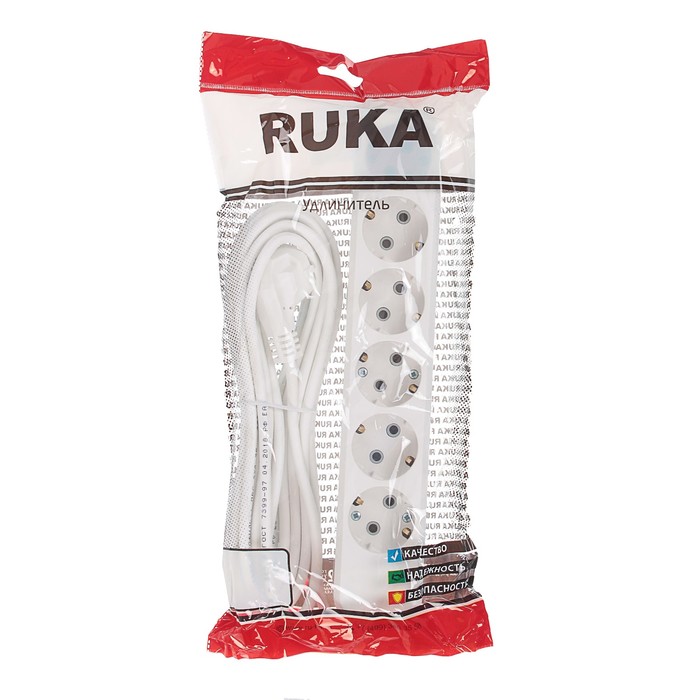 Удлинитель RUKA, 6 розеток, 5 м, 16 А, с з/к, 32.74.623.0405,