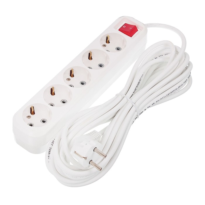 Удлинитель RUKA, 5 розеток, 7 м, 16 А, с з/к, с выключателем, 32.74.511.0407,