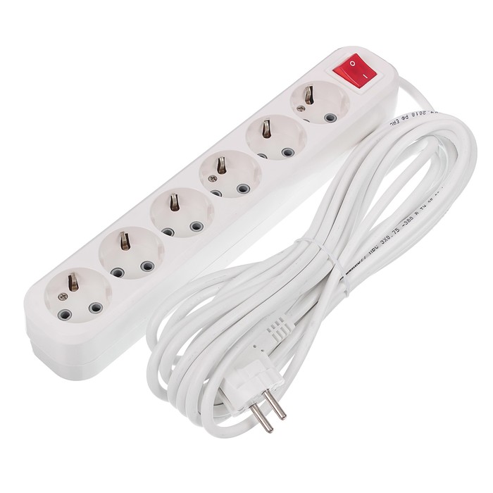 Удлинитель RUKA, 6 розеток, 7 м, 16 А, с з/к, с выключателем, 32.74.611.0407,