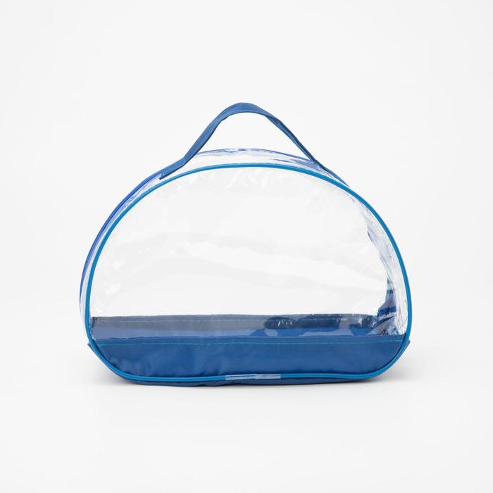 Косметичка со вставками, отдел на молнии, ручка, цвет васильковый