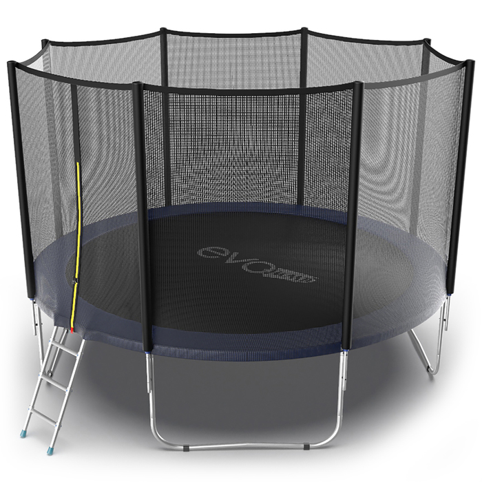 Батут с внешней сеткой и лестницей EVO JUMP External, диаметр 12ft (синий)