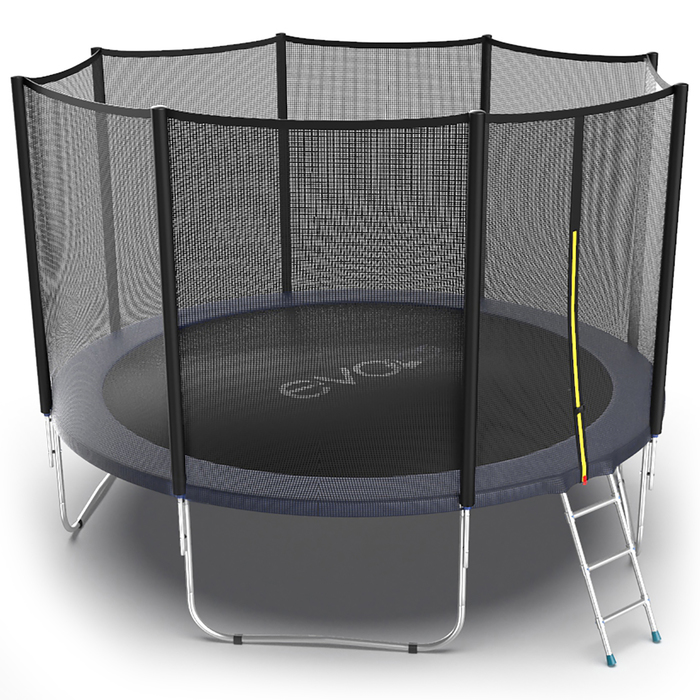 Батут с внешней сеткой и лестницей EVO JUMP External, диаметр 12ft (синий)