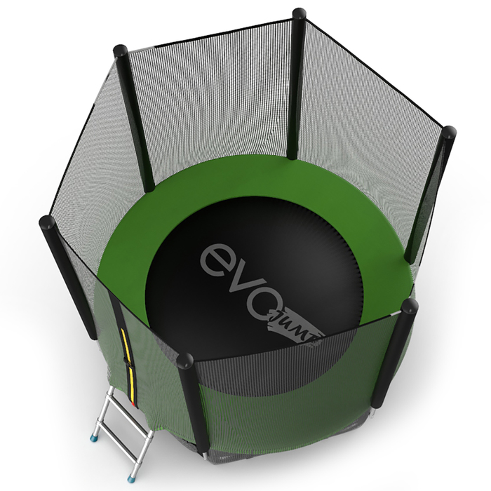 Батут с внешней сеткой и лестницей EVO JUMP External, диаметр 6ft (зеленый) + нижняя сеть