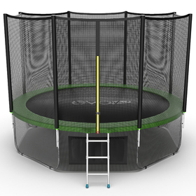 

Батут EVO JUMP External 12 ft, d=366 см, с внешней защитной сеткой и лестницей + нижняя сеть, зелёный