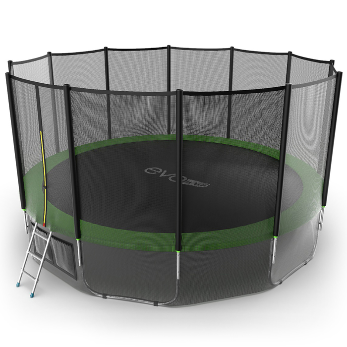 Батут с внешней сеткой и лестницей EVO JUMP External, диаметр 16ft (зеленый) + нижняя сеть