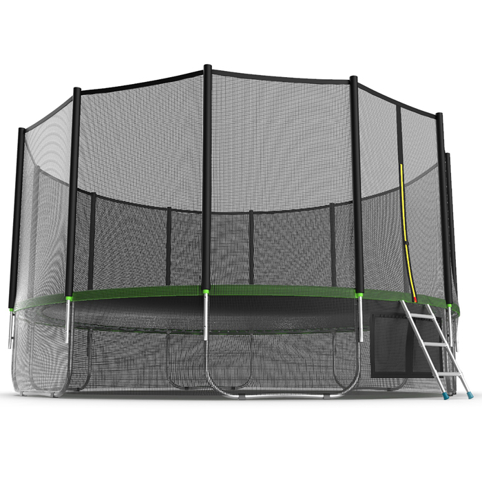 Батут с внешней сеткой и лестницей EVO JUMP External, диаметр 16ft (зеленый) + нижняя сеть