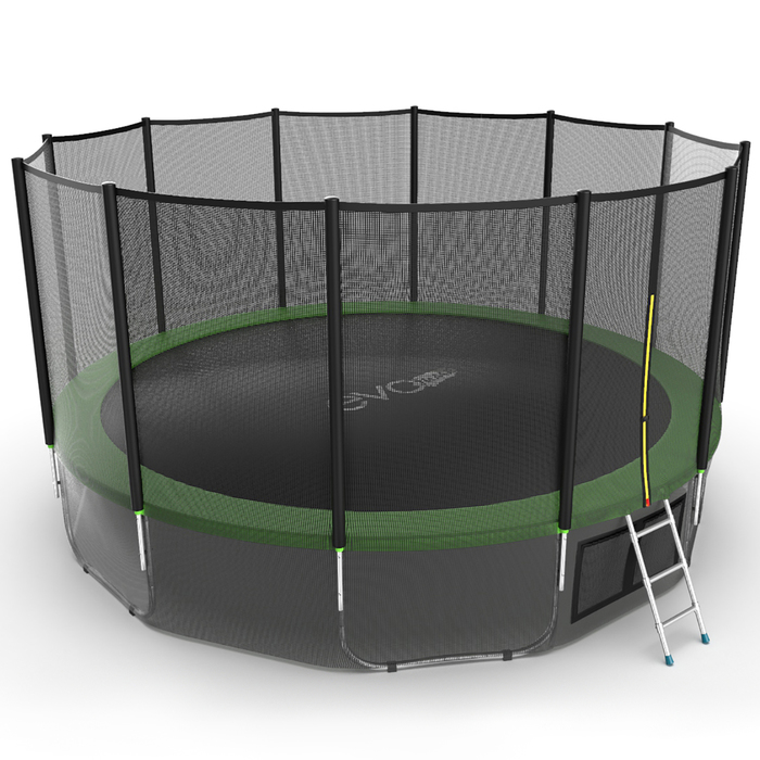Батут с внешней сеткой и лестницей EVO JUMP External, диаметр 16ft (зеленый) + нижняя сеть