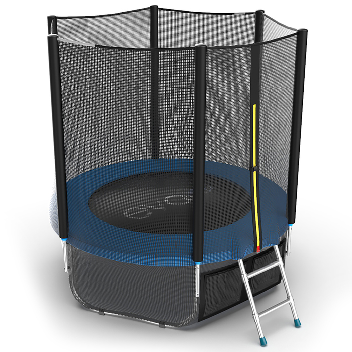 Батут с внешней сеткой и лестницей EVO JUMP External, диаметр 6ft (синий) + нижняя сеть