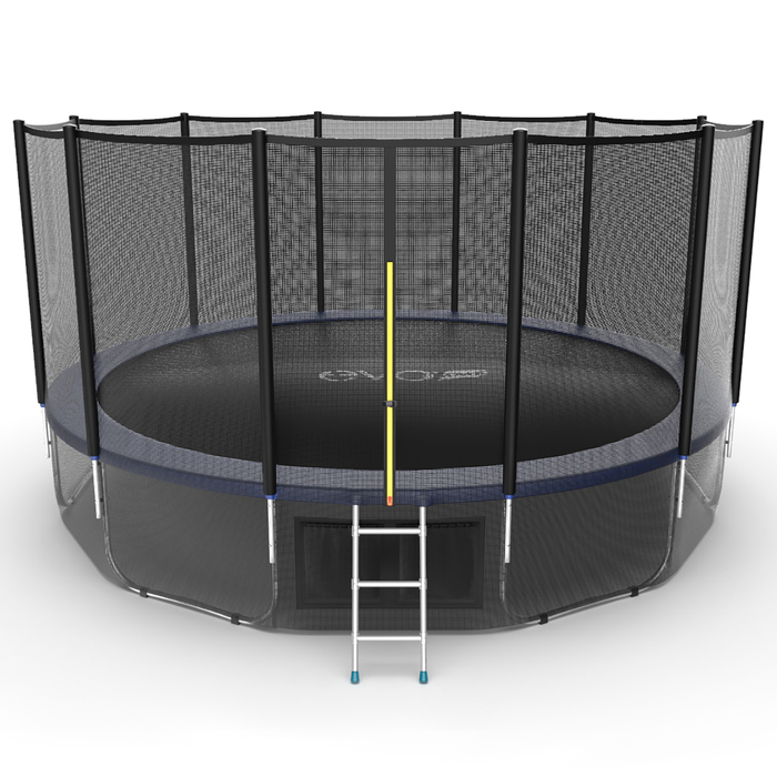 Батут с внешней сеткой и лестницей EVO JUMP External, диаметр 16ft (синий) + нижняя сеть