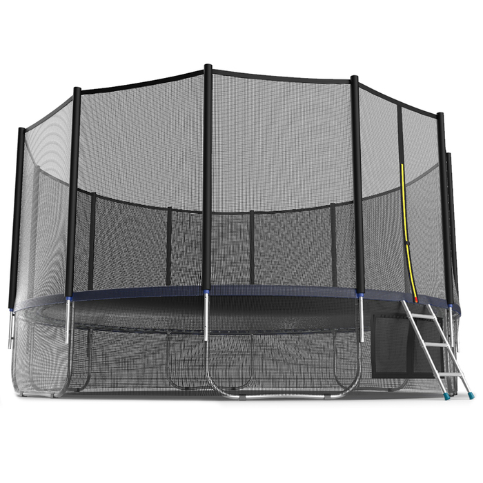 Батут с внешней сеткой и лестницей EVO JUMP External, диаметр 16ft (синий) + нижняя сеть