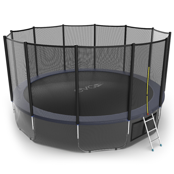 Батут с внешней сеткой и лестницей EVO JUMP External, диаметр 16ft (синий) + нижняя сеть