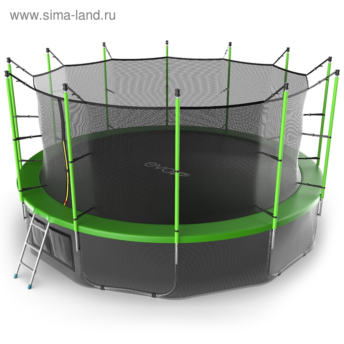 фото Батут с внутренней сеткой и лестницей evo jump internal, диаметр 16ft (зеленый) + нижняя сеть 3794