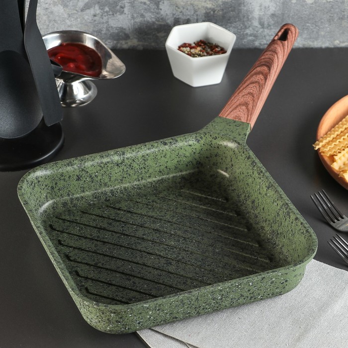 Сковорода-гриль 24 см "Скат. Индукция", цвет зеленый