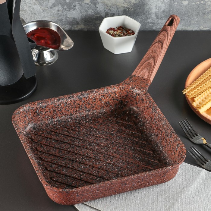 Сковорода-гриль 24 см "Скат. Индукция", цвет коричневый