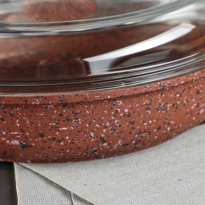 Сковорода 24х5,5 см "Скат. Индукция", стеклянная крышка, цвет коричневый