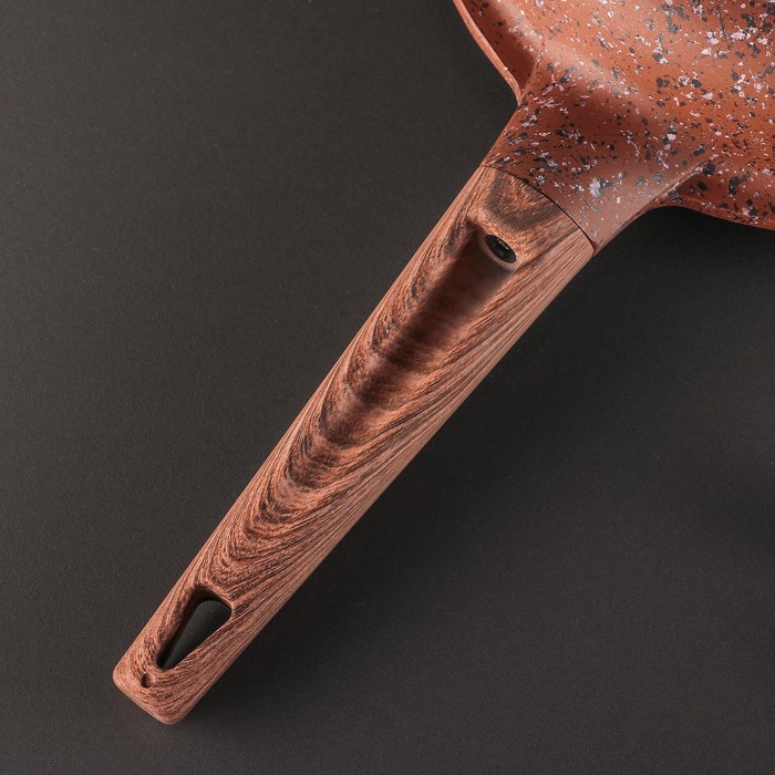 Сковорода 24х5,5 см "Скат. Индукция", стеклянная крышка, цвет коричневый