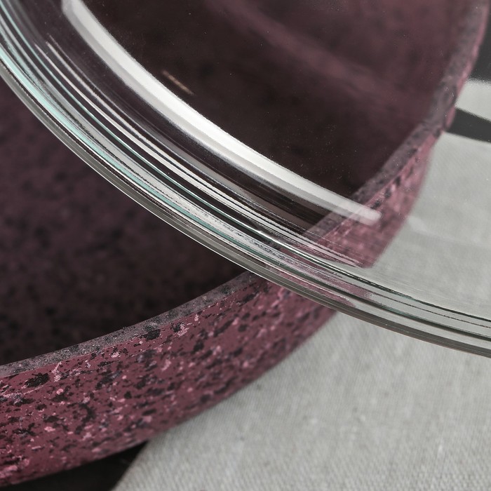 Сковорода 24 см "Скат. Индукция", стеклянная крышка, цвет сиреневый