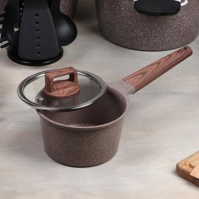 Набор посуды "Гранд", 4 предмета: кастрюли 8/6 л, сковорода 30х4,5 см, ковш 2 л 18х9,5 см, набор приборов 6 шт