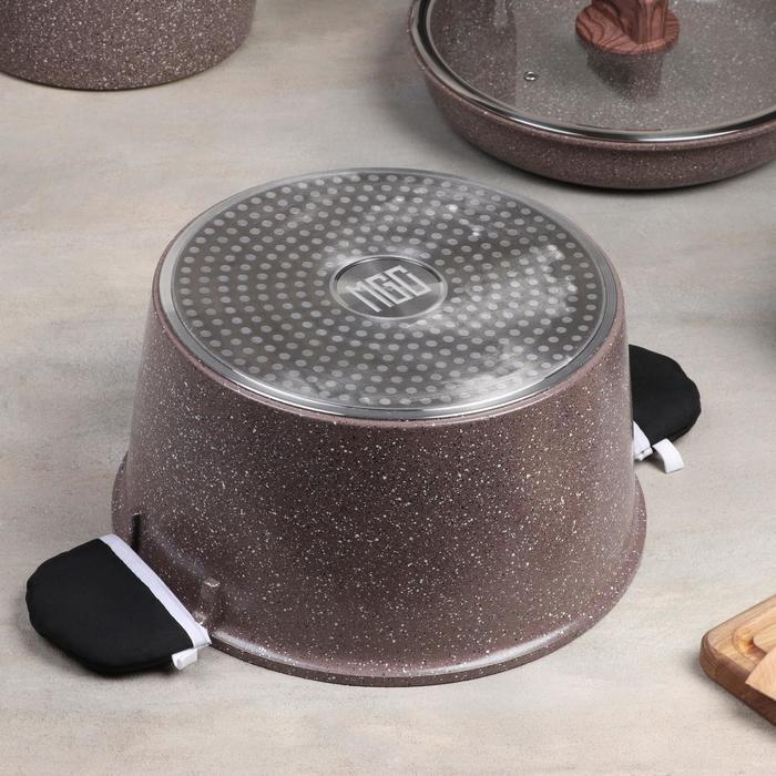 Набор посуды "Гранд", 4 предмета: кастрюли 8/6 л, сковорода 30х4,5 см, ковш 2 л 18х9,5 см, набор приборов 6 шт