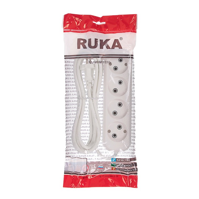 Удлинитель RUKA, 4 розетки, 3 м, 10 А, без з/к, 32.74.420.0403,