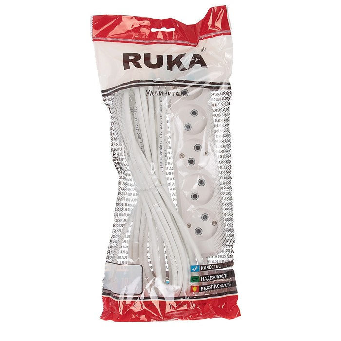 Удлинитель RUKA, 5 розеток, 7 м, 10 А, без з/к, 32.74.520.0407,