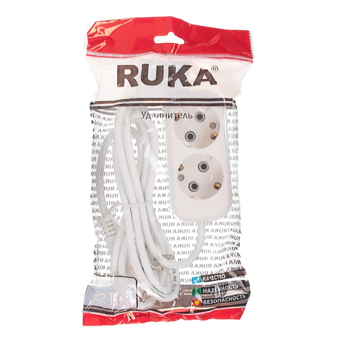 Удлинитель RUKA, 2 розетки, 2 м, 16 А, с з/к, 32.74.223.0402,