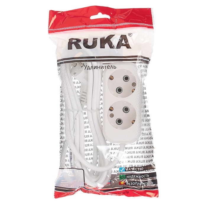 Удлинитель RUKA, 2 розетки, 3 м, 16 А, с з/к, 32.74.223.0403,