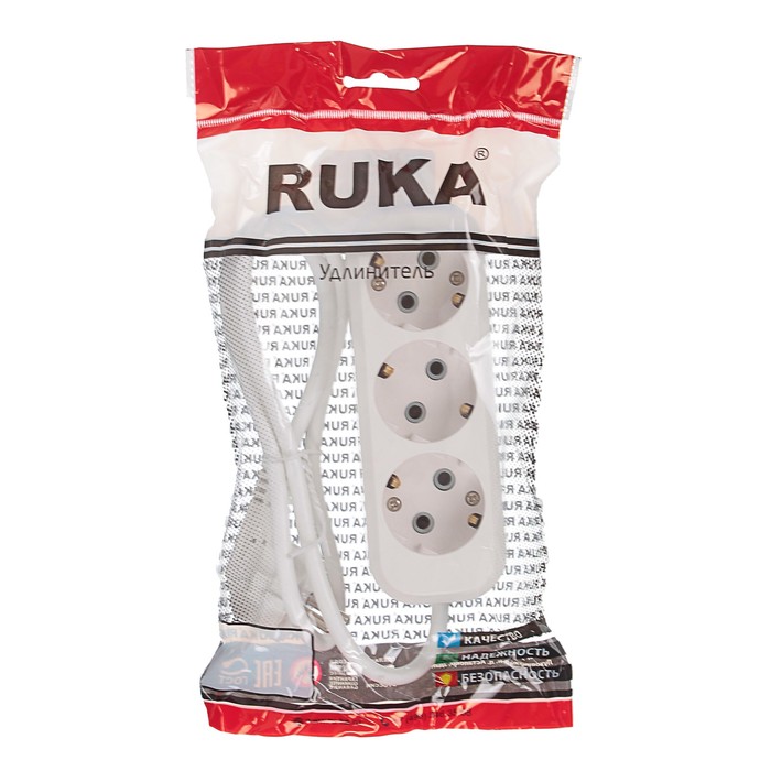 Удлинитель RUKA, 3 розетки, 1 м, 16 А, с з/к, 32.74.323.0401,
