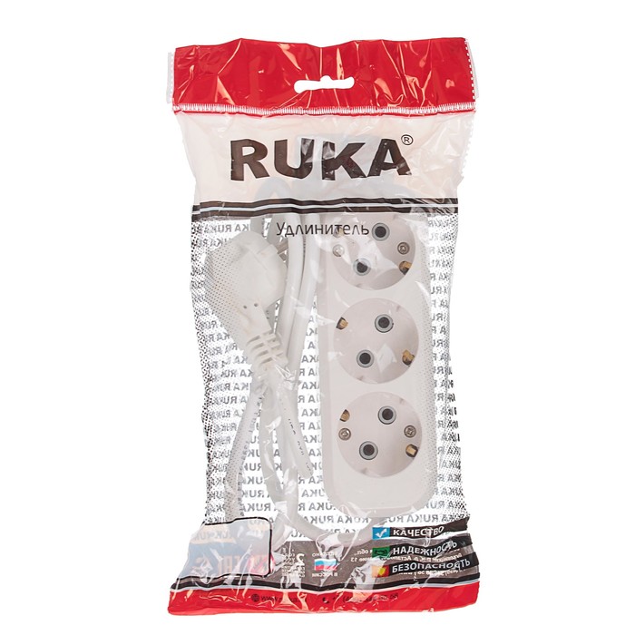 Удлинитель RUKA, 3 розетки, 1.5 м, 16 А, с з/к, 32.74.323.0450,