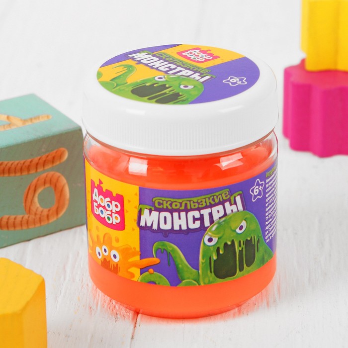 Слизь для рук с игрушкой, 170 мл, ярко-оранжевая