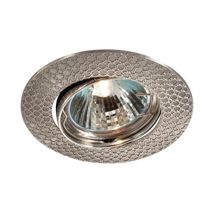 Встраиваемый светильник Novotech, 50 Вт, GX5,3, 12 В, 82x82 мм, d=82 мм, цвет серебро